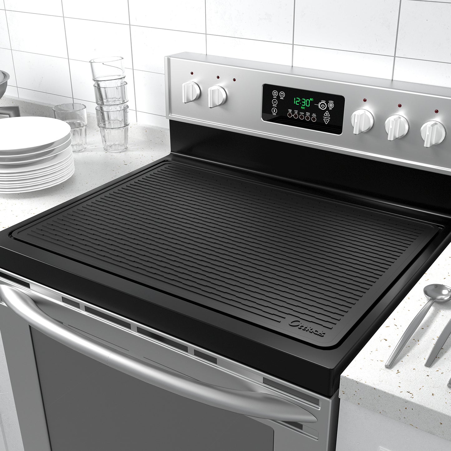 Silicone Stove Top Cover Mat 30x21in – Thick Anti-Slip Glass Cooktop Protector, Heat Resistant Electric Stove Cover, Kitchen Countertop Mat & Dish Drying Pad for Home & Restaurant