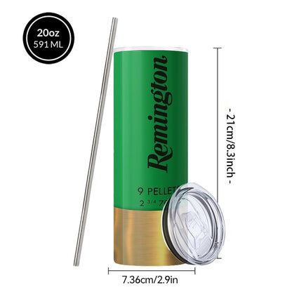 Coffee Tumbler 20oz Bullet Hunting Design Stainless Steel Insulated Cup with Lid & Straw Travel Mug Hot Cold Drinks Gift for Men Birthday Father's Day Halloween