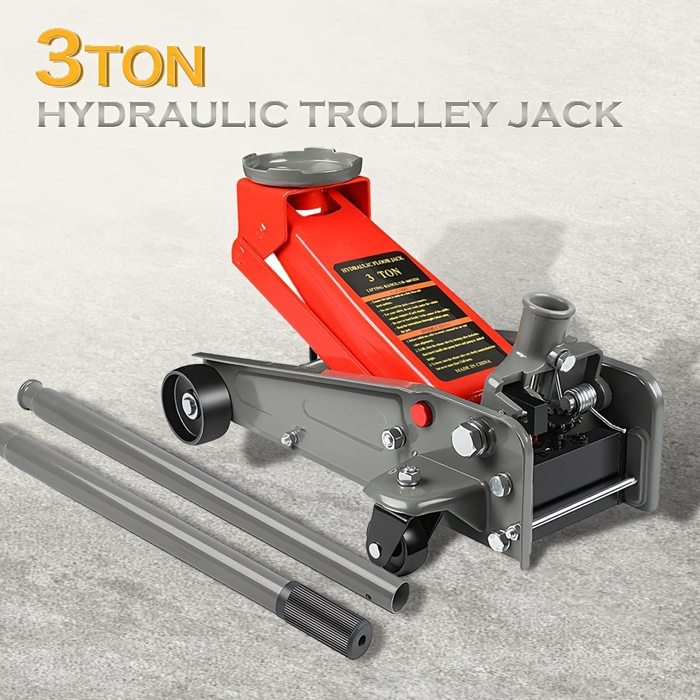 3 Ton Floor Jack with Wheels Rapid Pump Low Profile Car Jack 5.31"-18.11" Lift Range 460mm Max Height – Heavy Duty Hydraulic Floor Jack for SUV Truck Sedan, Blue & Red Available