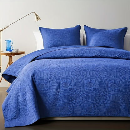 Quilt Set Bedspread with Pillowcases - Lightweight Microfiber Coverlet Twin Full Queen King, Soft Breathable Coin Pattern Comforter Set for Bedroom Dorm School