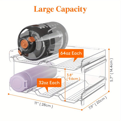 Stackable Water Bottle Organizer for Cabinet & Kitchen Pantry – Tumbler Travel Mug Cup Holder, Plastic Fridge Wine Rack, Holds 5/6/8/9/11/12 Bottles