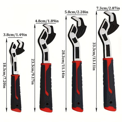 Adjustable Pipe Wrench Set 4pcs Heavy Duty Self-Locking - 6 8 10 12 Inch Chrome Vanadium Steel Non-Slip Grip for Plumbing Automotive Home Professional Use