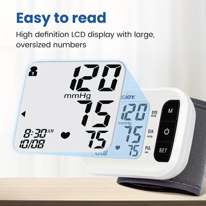 Wrist Blood Pressure Monitor - Sejoy Automatic Digital BP Machine with Large LCD Display, Wrist Strap & Batteries Included, Portable & Accurate for Home Use & Travel (Blue / White / Black / Purple)