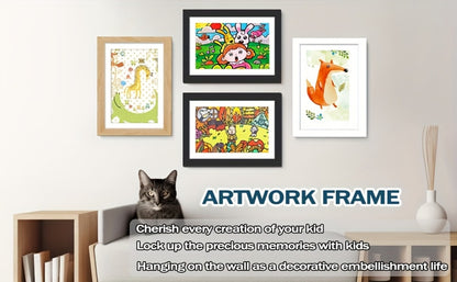 Kids Art Frame Changeable Front-Opening Display – Children Artwork Picture Frame for 8.5x11 & 10x12.5 Drawings, Paintings & School Projects, Perfect Christmas & Holiday Gift, White / Wood / Black, 2/4/8 Pack