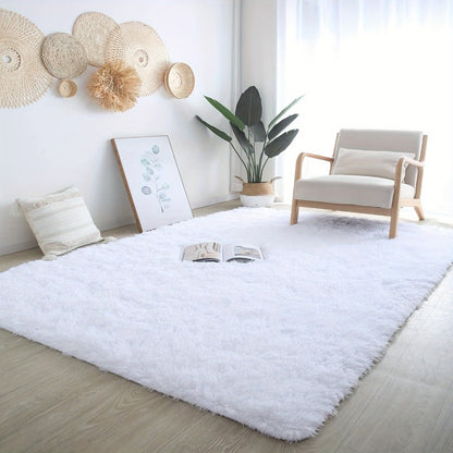 Fluffy Area Rug White Soft High Pile Washable Non-Slip | Plush Shaggy Carpet for Living Room Bedroom Dorm | Large Rectangle Indoor Rug 5x8 6x9 8x10 ft | Holiday Home Decor Gift
