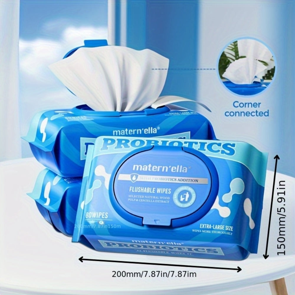 Flushable Wet Wipes for Adults with Probiotics – Plant-Based Fibers, Fragrance Free, Sewer Safe, Soft & Thick Disposable Butt Wipes, Travel & Camping Must-Have, for Incontinence & Personal Care (3/5/6/8 Packs)