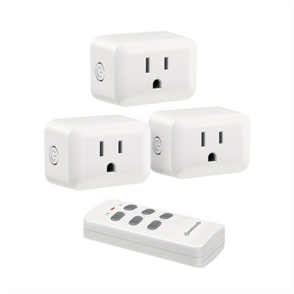 Wireless Remote Control Outlet Switch 100ft RF Range Programmable Expandable Plug-in Remote Light Switch No Wiring for Lamps Fans Appliances Indoor Use