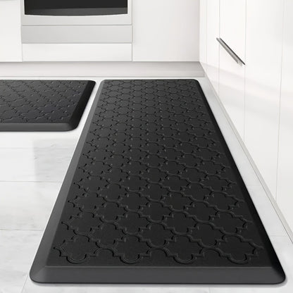 Anti-Fatigue Kitchen Floor Mat – Cushioned PVC Foam Non-Slip Ergonomic Standing Mat for Kitchen, Office, Sink & Laundry, 2 Sizes – Gray & Black