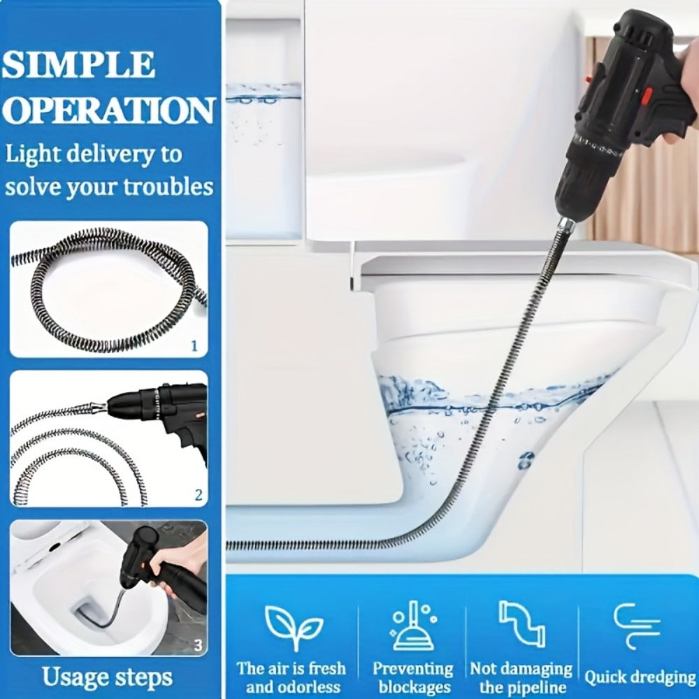 Drain Snake Pipe Unclogger 59 Inch Flexible Hair Clog Remover Tool for Sink, Toilet & Bathroom Drain – Reusable Plumbing Snake Drain Cleaner, Easy to Use