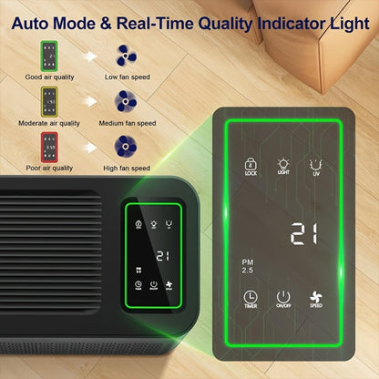 Large Area Air Purifier Covers 1095ft² with Air Quality Display Timer for Bedroom Living Room Indoor Home Office Multiple Colors