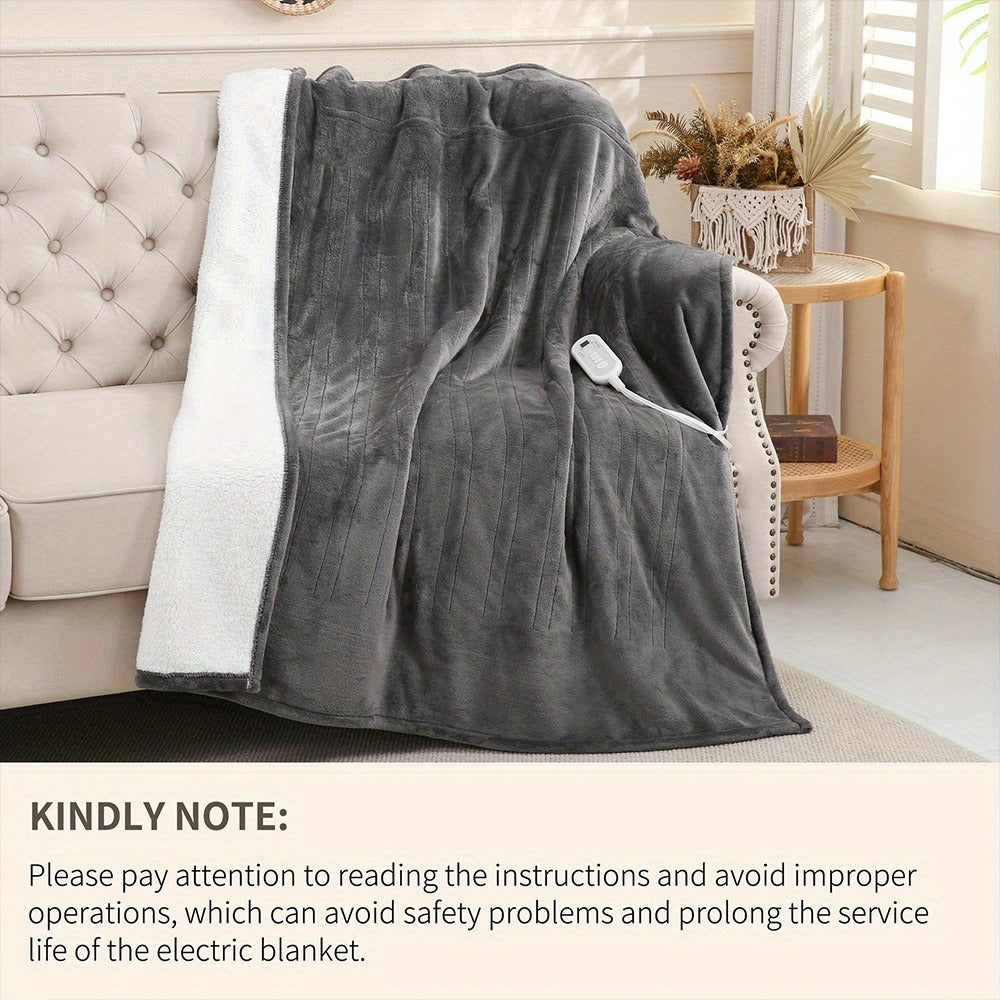 Electric Blanket with Temperature Control and Timer – Extra Large Flannel Heated Blanket, 8 Levels 10-Hour Auto-Off, Machine Washable, PTC+NTC Overheat Protection, Throw Twin Full Queen King