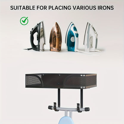 Iron Storage Rack Wall Mounted Heavy Duty Carbon Steel Heat Resistant Ironing Board Holder Space Saving Vertical Horizontal for Iron Steamer Laundry Room
