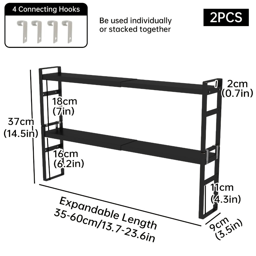 Narrow Shelf Organizer for Kitchen Bathroom Windowsill – Slim Adjustable Stackable Rack for Small Spaces, Counter Top, Window Plant Stand, Tall Thin Storage Shelving Unit