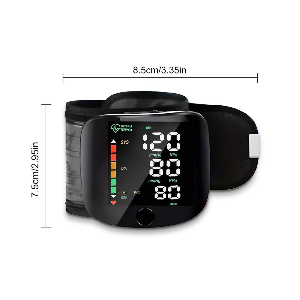 Wrist Blood Pressure Monitor with Large LCD Display – Portable Digital BP Machine with Adjustable Cuff, Pulse Rate Detection & One-Button Operation for Home Use