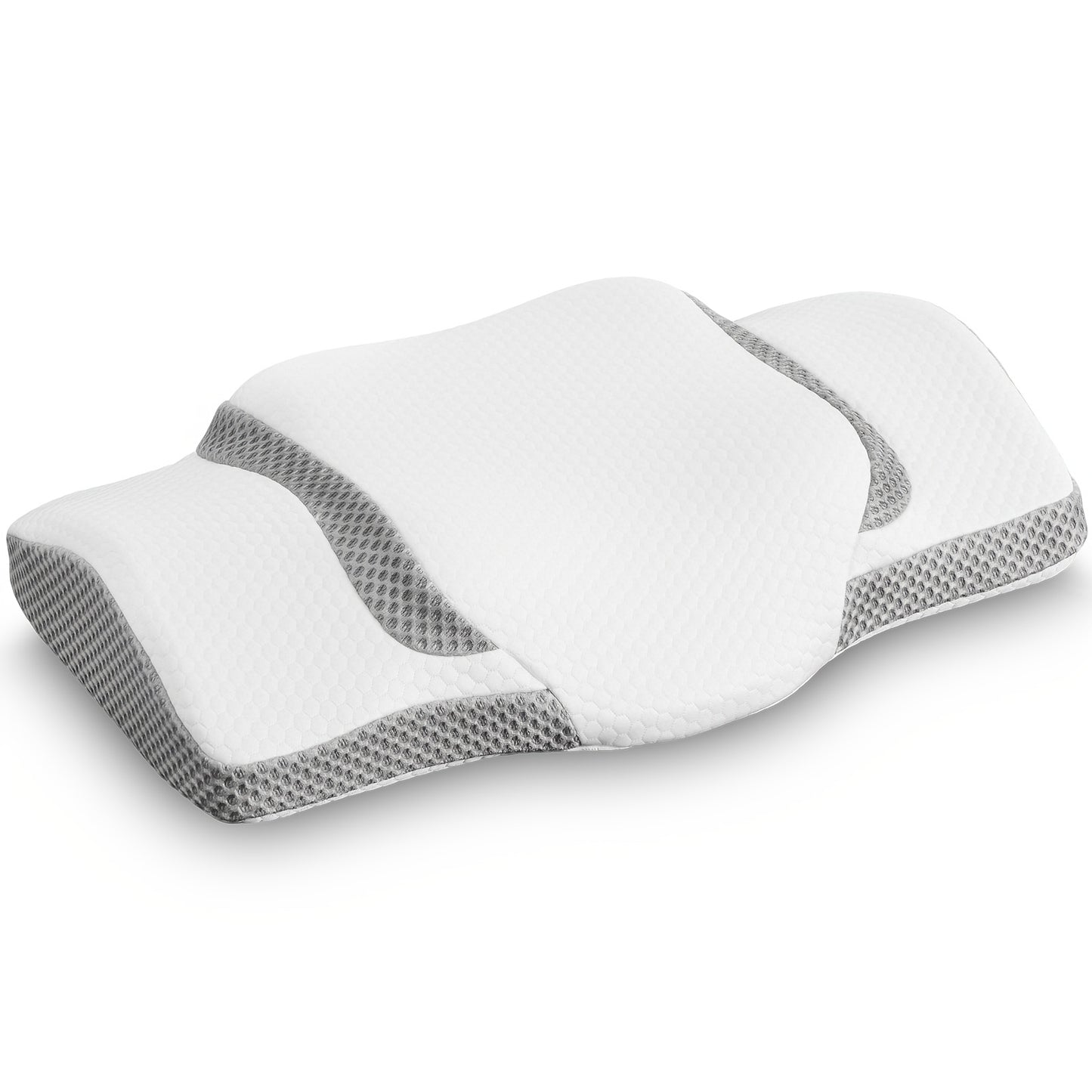 Memory Foam Cervical Pillow Ergonomic Contour Neck Support Orthopedic Bed Pillow for Side Back Stomach Sleepers with Cooling Pillowcase Queen King