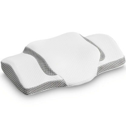 Memory Foam Cervical Pillow Ergonomic Contour Neck Support Orthopedic Bed Pillow for Side Back Stomach Sleepers with Cooling Pillowcase Queen King