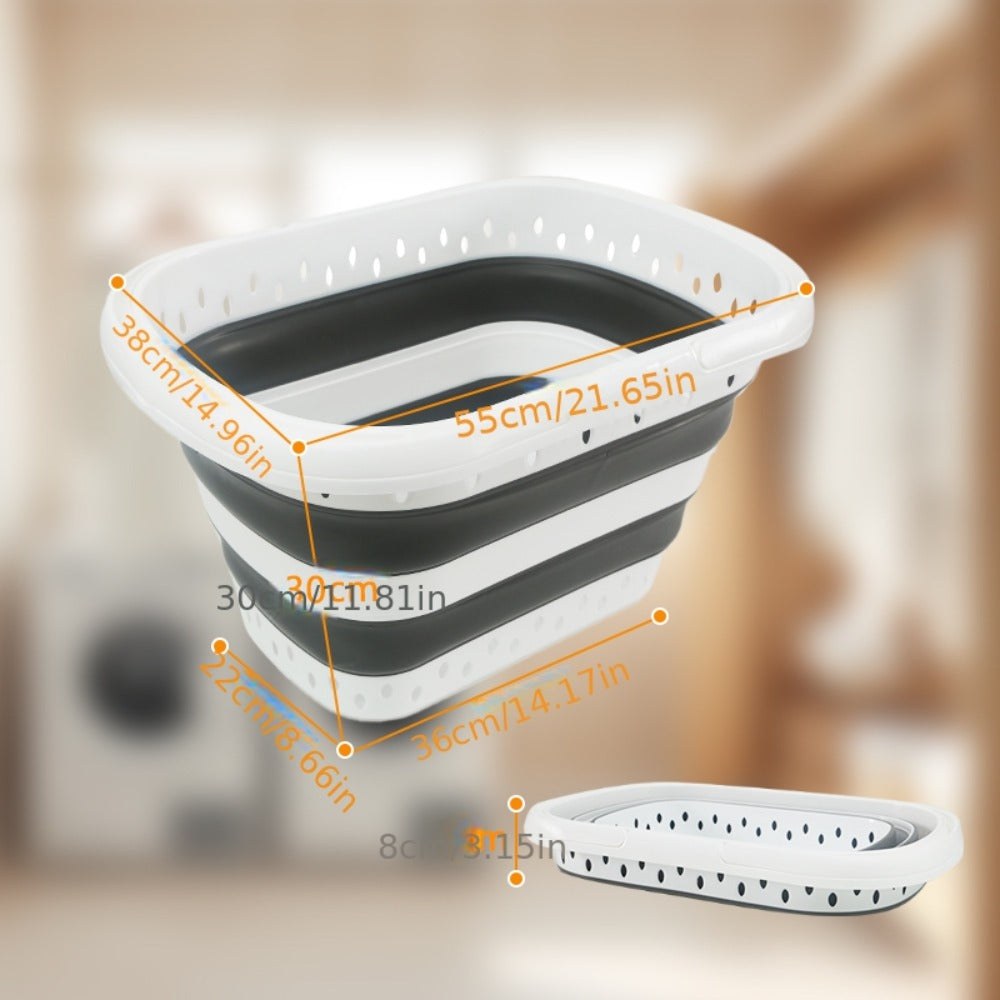 Collapsible Laundry Basket 16 Gallon with Handles – Foldable Plastic Laundry Hamper, Space-Saving Portable Dirty Clothes Basket for Bathroom, Bedroom & Laundry Room