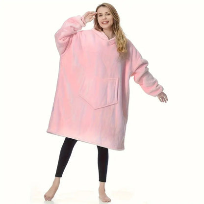Wearable Hooded Blanket – Reversible Oversized Sherpa Throw with Kangaroo Pocket & Socks, Machine Washable, Christmas Gift, 4 Styles