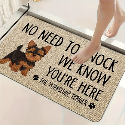 Yorkshire Terrier Floor Mat Non-Slip Polyester Rug | Linen Texture Entryway Kitchen Doormat, Unique Dog Lover Gift