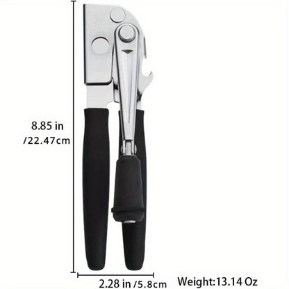 Heavy Duty Manual Can Opener Stainless Steel Commercial Grade with Non-Slip Ergonomic Handle Dual Can and Bottle Opener for Restaurant and Home Kitchen Use