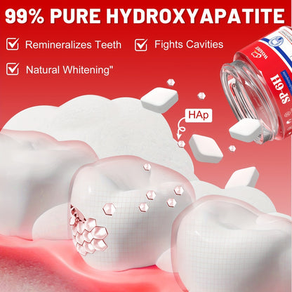 Toothpaste Tablets Hydroxyapatite Fluoride Free - 62 Count Chewable Solid Toothpaste, Deep Cleaning, Peppermint Fresh Breath, Portable Travel Size, Natural Dental Care Tabs