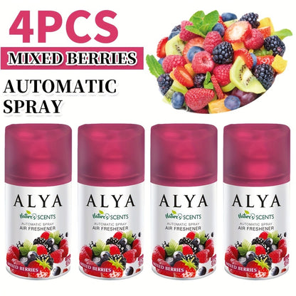 Automatic Spray Air Freshener Refill 8.45oz 1pc or 4pcs - 6 Scents Lavender Vanilla Cool Linen Ocean Mixed Berries Magnolia, Odor Fighting Room Spray for Car Office Home Bathroom Kitchen Fabric Closet