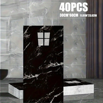 Marble Pattern Wall Stickers Vinyl Decals Oversized Glam Style Self Adhesive High Gloss Removable Wallpaper for Kitchen Bathroom Living Room Office Home Decor 20 40 Pieces Multiple Colors