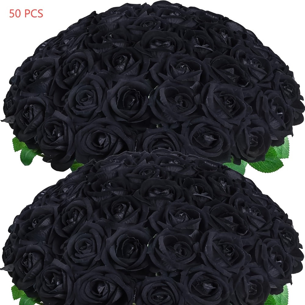 Artificial Roses Bulk with Long Stems – Real Touch Velvet Fake Flowers for Wedding Bouquet, Bridal Centerpiece, Valentine's Day, Mother's Day, Home Decor (50/100pcs, Multi Colors)