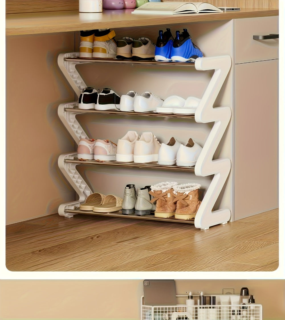4-Tier Shoe Rack Upgraded Metal Tubes – Multi-Layer Shoe Storage Organizer with Thickened Plastic Parts for Entryway, Doorway, Bedroom, Hallway & Dorm – Graphite Black, Pink, Gray & Blue