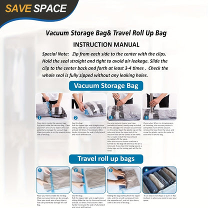 Vacuum Storage Bags Space Saver Bags for Clothes Comforters Bedding Travel Luggage – Extra Thick Jumbo Seal Bags 4pcs 8pcs 10pcs 12pcs 20pcs 30pcs