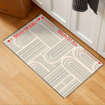 Kitchen Mat Non-Slip Absorbent Runner Rug Nordic Floral Pattern Anti-Fatigue Floor Mat with Rubber Backing for Kitchen Bathroom Hallway Laundry Room Beige Brown Washable