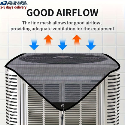 Outdoor Air Conditioner Cover 26"x26", Universal PVC Mesh AC Unit Protector, Prevents Leaves Debris Snow, Weatherproof Outdoor AC Cover for Winter Christmas Season