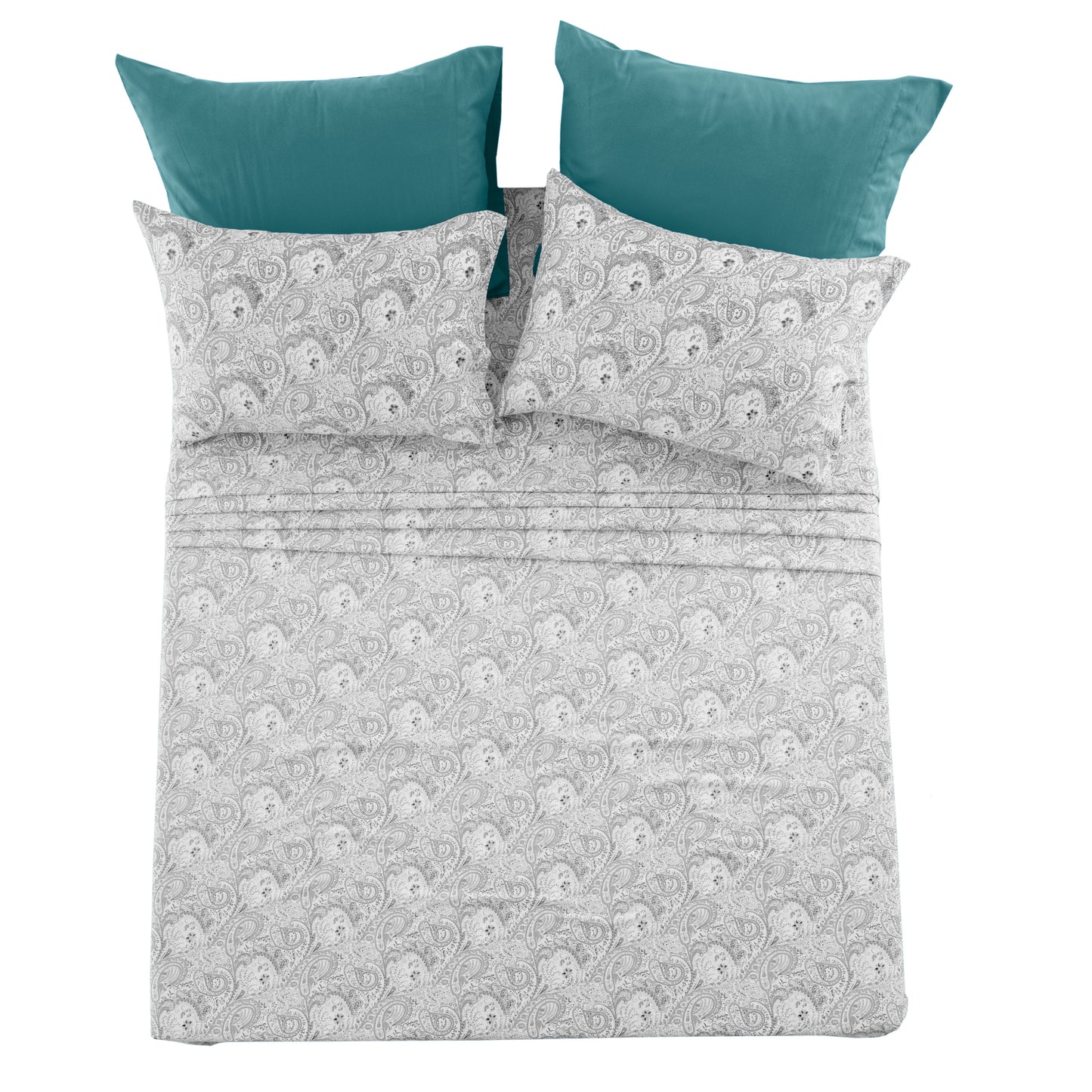 Paisley Bed Sheet Set 6-Piece Soft Brushed Microfiber Deep Pocket Fitted Sheet Wrinkle Free All-Season Comfort