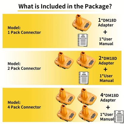 DM18D Battery Adapter for DeWalt 18V XRP NiCad NiMh Cordless Tools Compatible with DeWalt 20V Li-ion or MK 18V Red Tools Li-ion Replaces DeWalt 18V Battery 2 Pack or 4 Pack Adapter Only