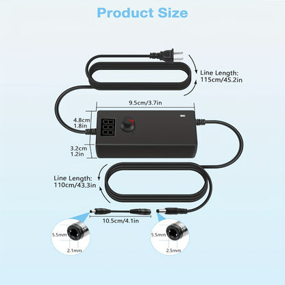 Adjustable AC DC Power Adapter 24W 3-12V 2A Universal Power Supply 100-240V with LED Voltage Display 14 Tips Polarity Converter for Small Home Electronics