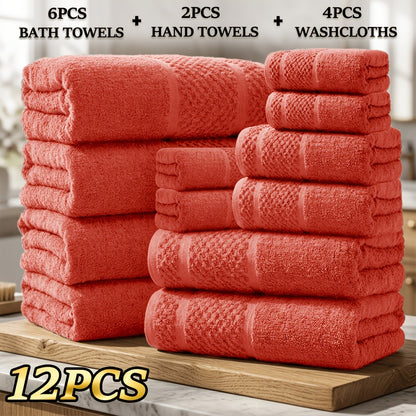 Bath Towel Set 450GSM Soft Absorbent - 12 16 18 Piece Cotton Blended Solid Color Bathroom Towels Set for Bath Hand Face | Hotel Spa Quality | Travel Shower Home | Multiple Colors & Sizes Available