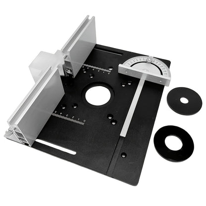 Aluminum Router Table Insert Plate with Fence & Miter Gauge - Precision Woodworking Tool, Dual Function Design, No Electricity Required, Compatible with Standard Router Tables for DIY & Cabinet Making