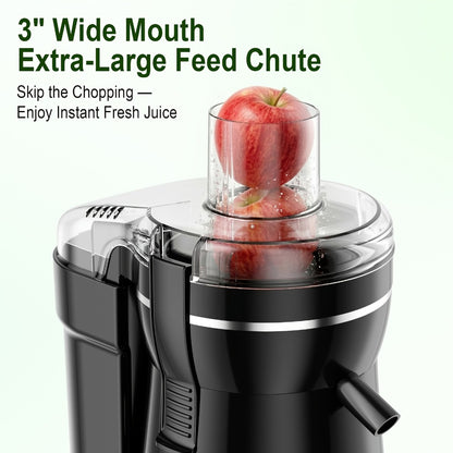 Centrifugal Juicer Machine 500W Wide 3" Feed Chute for Whole Fruits & Vegetables - Dual Speed, High Juice Yield, Stainless Steel, Dishwasher Safe Detachable Parts, Easy Clean Juicer for Healthy Living