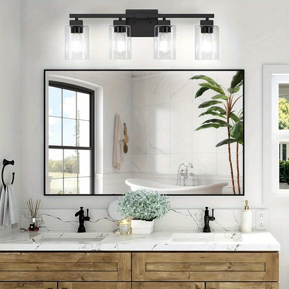 Modern Black Vanity Light Bar Wall Sconce Bathroom Fixture 3 4 5 Light Over Mirror Bedroom Hallway Living Room Hard-Wired Reversible Glass Shade