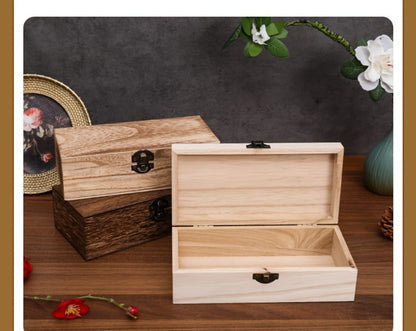 Jewelry Box with Lid & Lock Clasp Set of 3 – Vintage Wooden Storage Boxes for Jewelry, Daily Essentials & Gift Packaging, Versatile Home Organizer in 3 Colors
