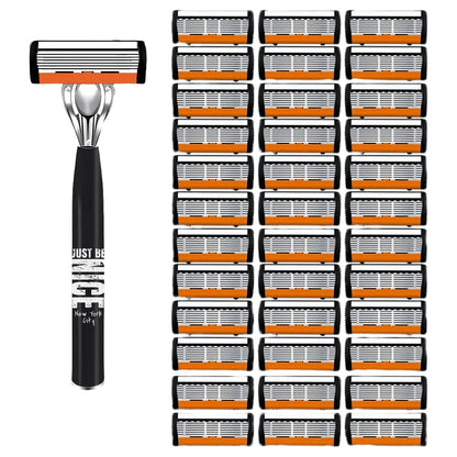Men's Safety Razor Set with Replacement Blades - Non-Slip Handle Double Edge Razor for Shaving & Beard Grooming, Perfect Gift for Men