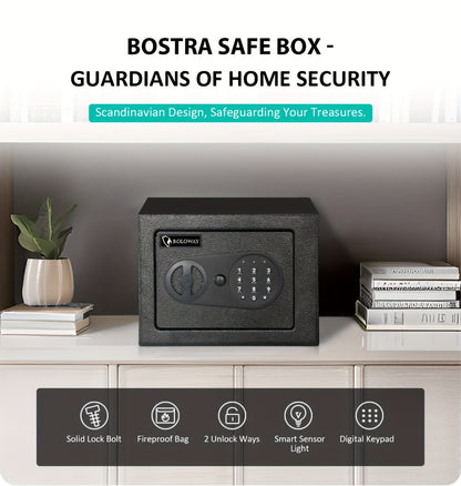 Safe Box with Keys Fireproof Bag Included Heat Resistant Secure Home Office Storage Lock Box for Cash Documents Valuables Jewelry Christmas Gift Black