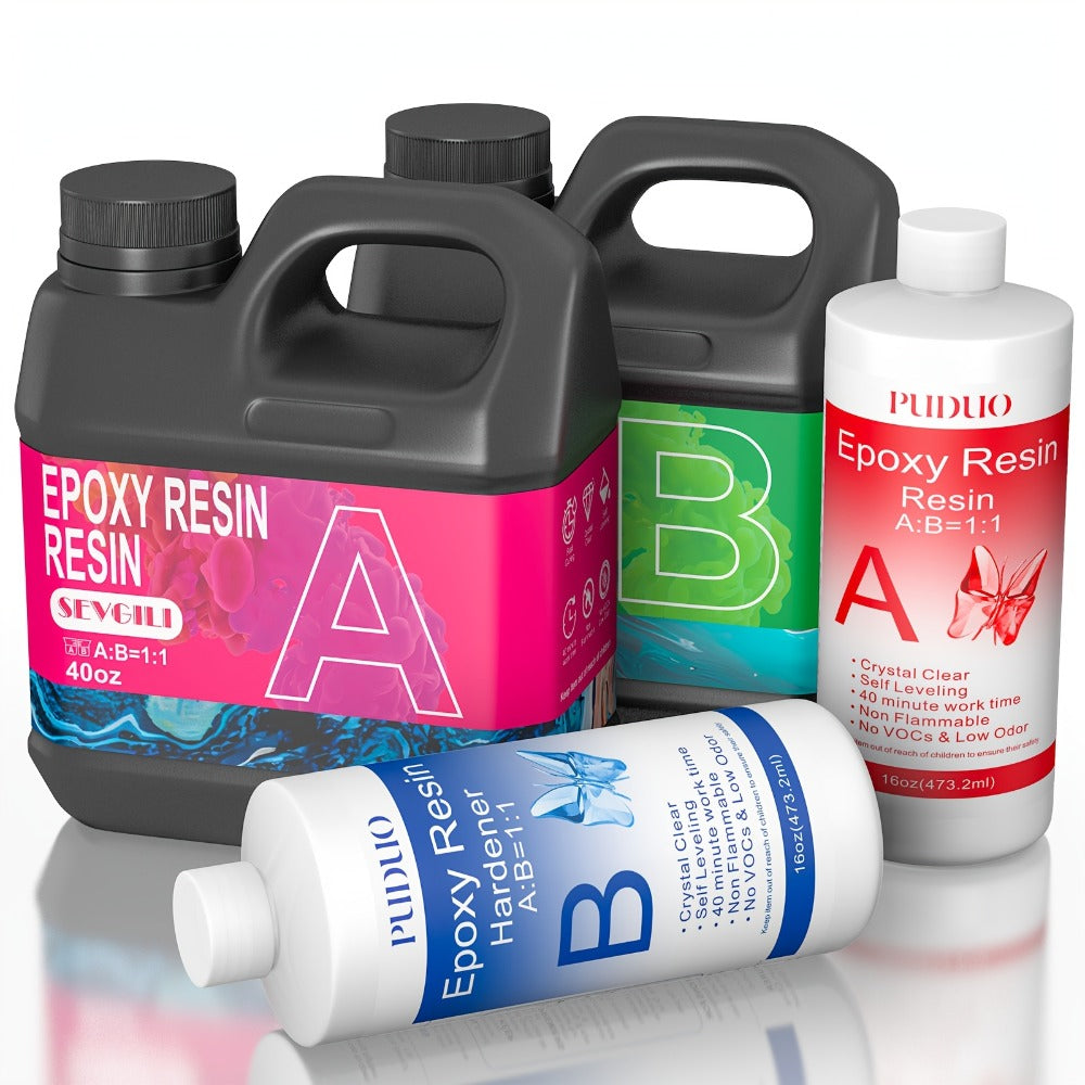Fast-Curing Epoxy Resin Kit Low Odor Bubble-Free Non-Yellowing – 2-Part Casting Resin for Jewelry Accessories River Tabletops Crafts & Handicrafts, 32oz or 80oz