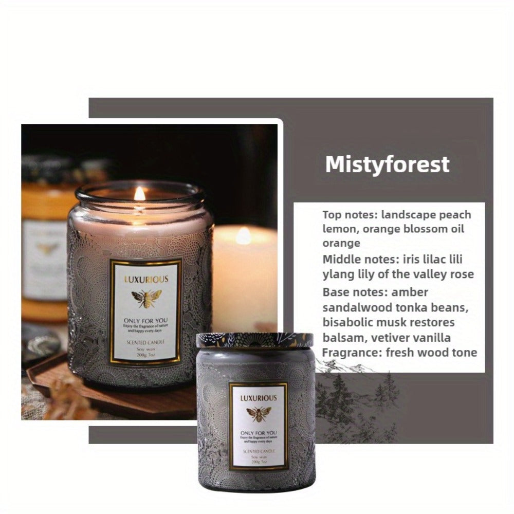 Scented Candle in Relief Glass Cup – Aromatherapy Home Fragrance with Crystal Embellishment, Single Wick, Multiple Scents – Jasmine, Tuberose, Amber, Sage & More