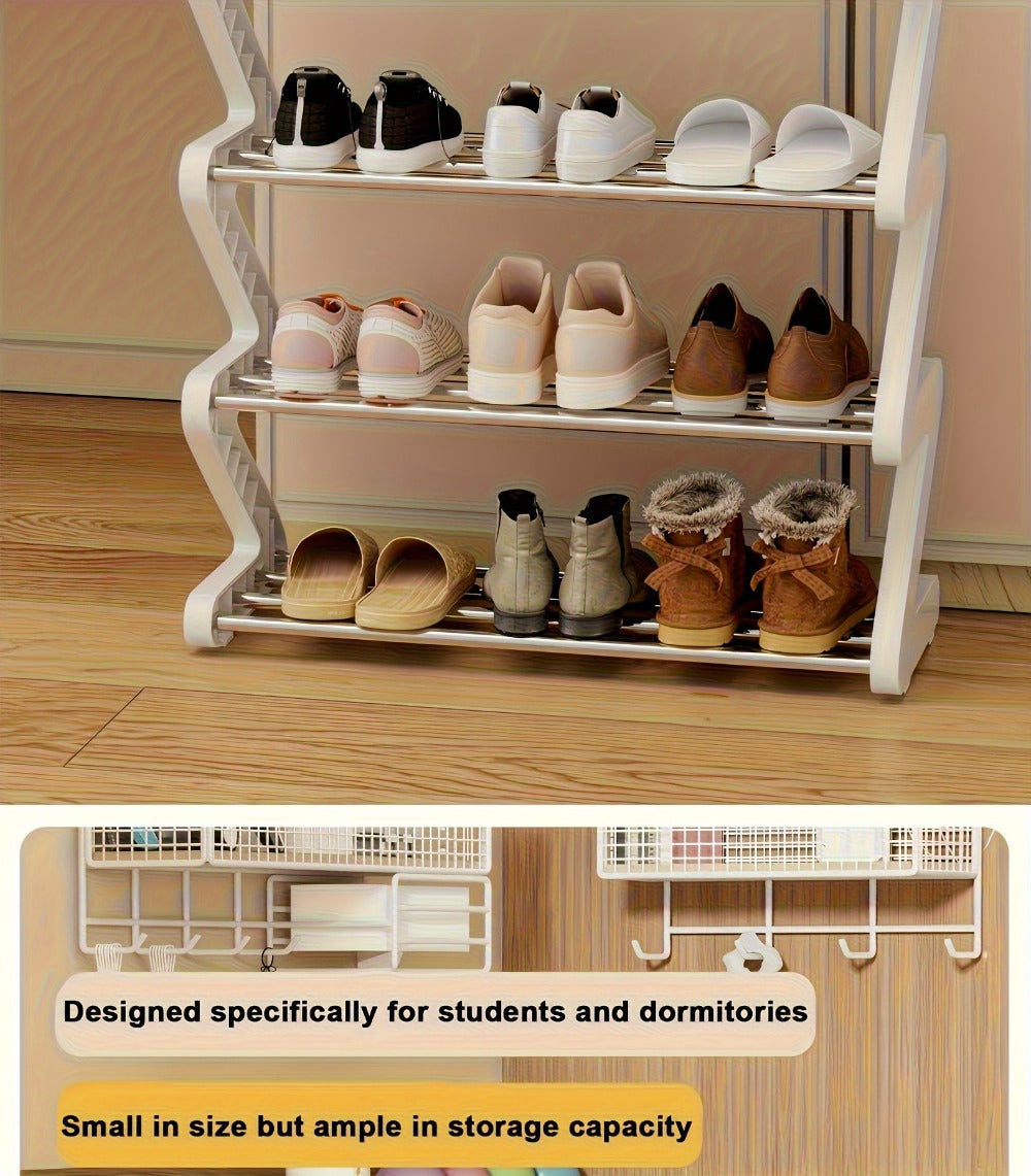 4-Tier Shoe Rack Upgraded Metal Tubes – Multi-Layer Shoe Storage Organizer with Thickened Plastic Parts for Entryway, Doorway, Bedroom, Hallway & Dorm – Graphite Black, Pink, Gray & Blue