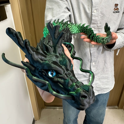 3D Printed Articulated Dragon Figurine 35.4" Giant Poseable Chinese Dragon Collectible Sculpture | Flexible Joints Fantasy Desk Decor for Home Office Car | Unique Gift for Dragon Collectors Mom Dad