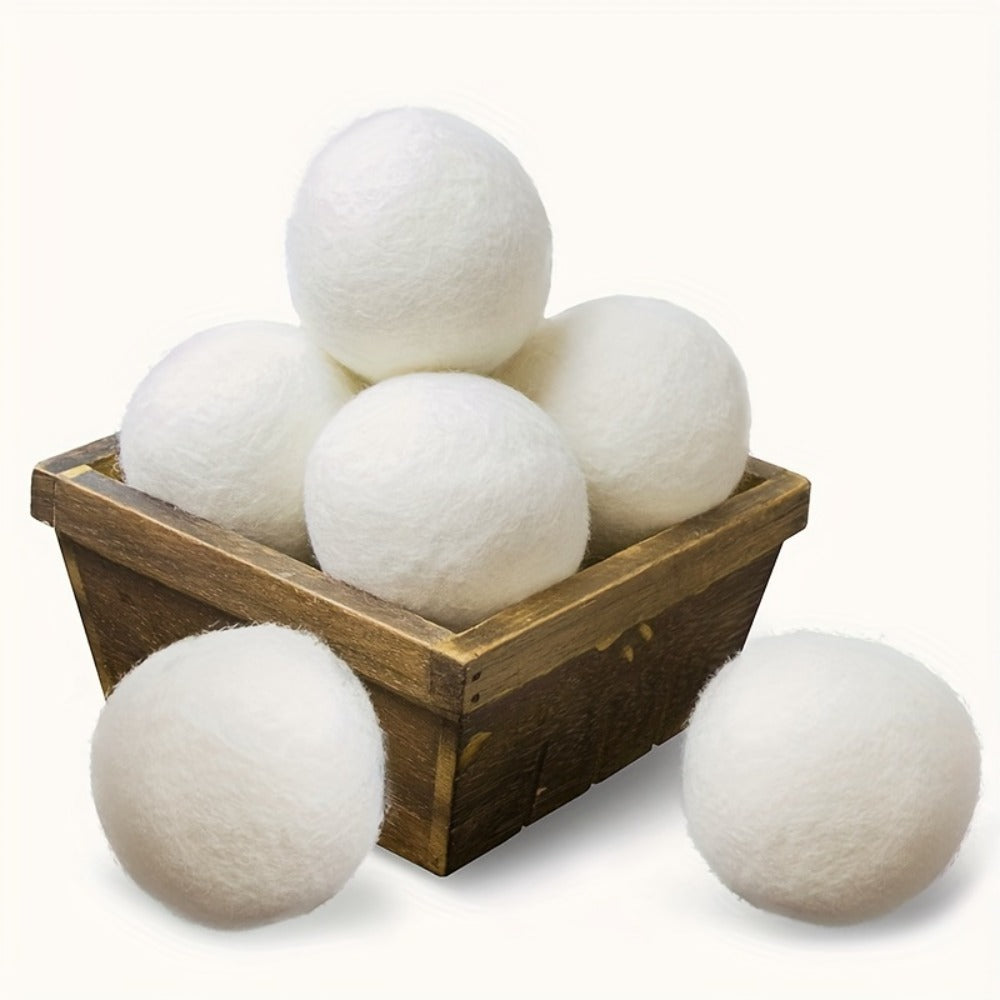 Wool Dryer Balls XL 6 Pack – 100% Natural Wool Fabric Softener, Reusable Dryer Balls Reduce Drying Time & Wrinkles, Chemical-Free Laundry Balls Safe for Baby Clothes & Sensitive Skin