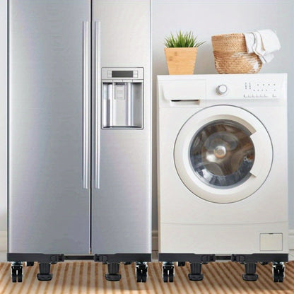 Appliance Mobile Base Stand Adjustable Double Pipe 4 Locking Wheels 4 Strong Feet Furniture Dolly for Washer Dryer Washing Machine Refrigerator Pedestal Grey Large