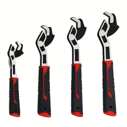 Adjustable Pipe Wrench Set 4pcs Heavy Duty Self-Locking - 6 8 10 12 Inch Chrome Vanadium Steel Non-Slip Grip for Plumbing Automotive Home Professional Use