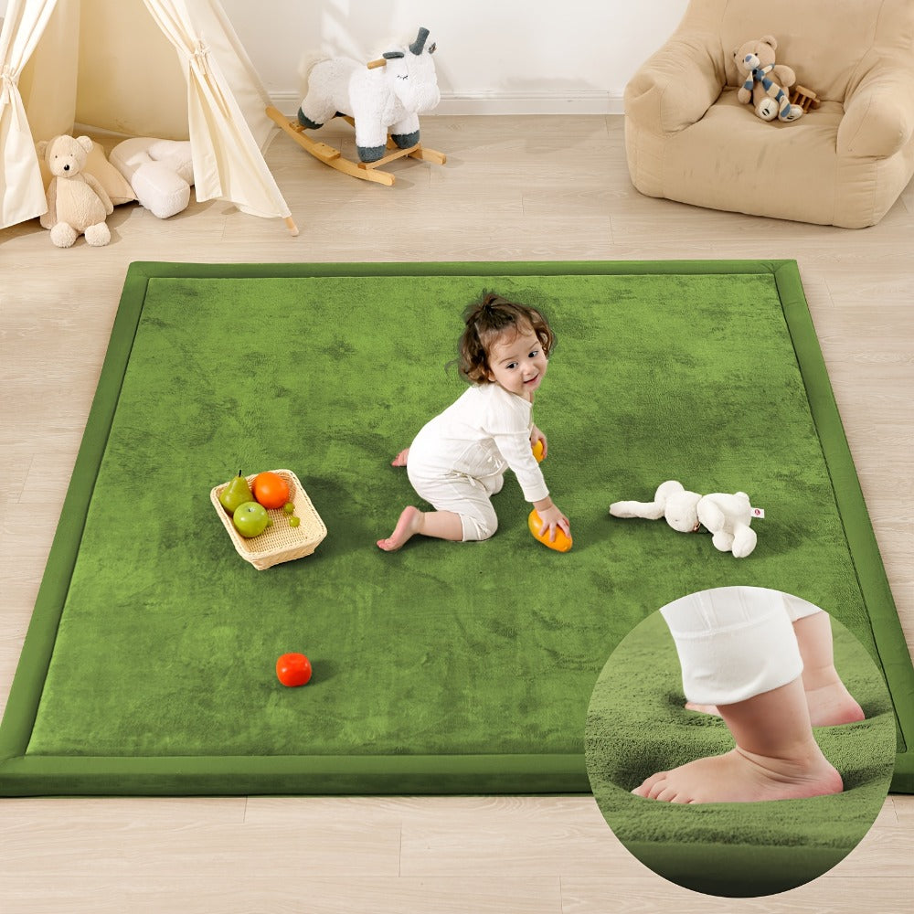 Memory Foam Area Rug Tatami Mat Non-Slip Coral Velvet Floor Mat for Living Room Bedroom Kids Playroom Yoga — Multiple Sizes & Colors